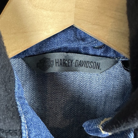 Harley Davidson Zip Off Sleeve Denim Jacket S Indigo Wash Hoodie Milwaukee, WI - Picture 5 of 13